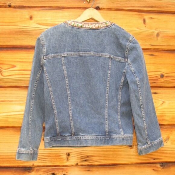 Blue Denim Beaded Jean Jacket - Picture 5 of 7